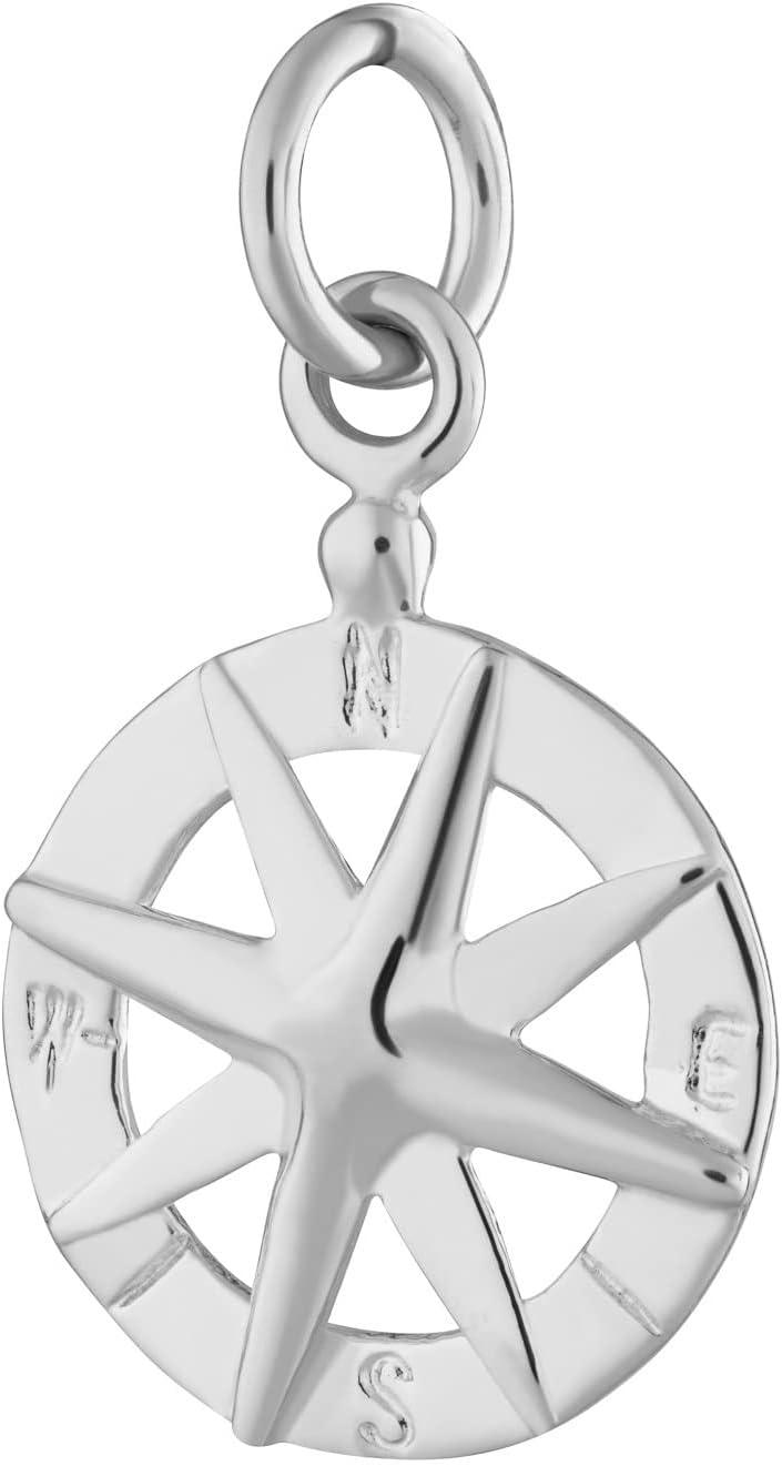 Lily Charmed - 925 Sterling Silver Compass Charm, or 18ct Gold Plated Clip on Charm for Bracelet or Necklace