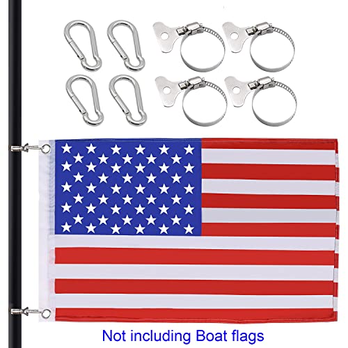 Newganbo 4 Pack Flag Pole Clips With Carabiner Ring Flag Pole Grommet Stainless Steel Holder Kit Flagpole Hardware Parts Mount Accessories For Boat Truck Garden House Utv Atv #TOP1