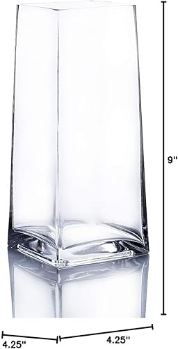 Miniatura 4 de WGV VTB8310 - Jarrón de vidrio cónico, ancho 5 pulgadas, altura 9 pulgadas, múltiples opciones de tamaño) Bloque cónico transparente para maceta