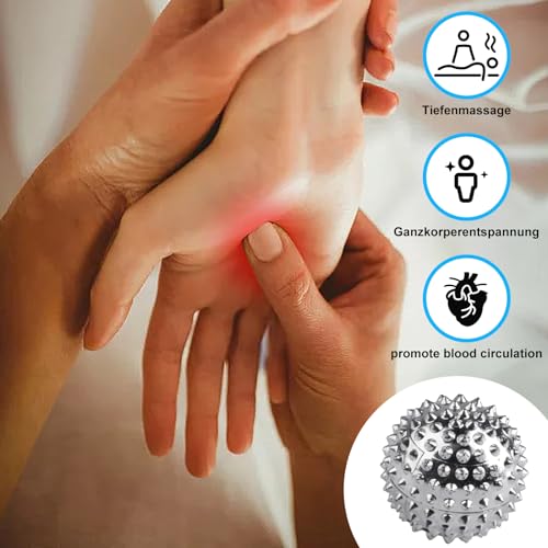 4 Stück Igelball Massage + 8 Stk Akupressur Ring Finger, Skills Borderline Set, Magnetic Acupressure Balls, Magnetische Spiked Massage Ball, Igelbälle Massageringe für Stress Relief