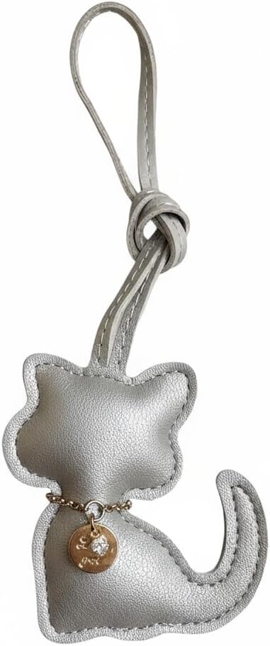 Cat Leather Bag Charm Cute Purse Charms for Handbags Tote Bags Backpack,PU Purse Accessories for Women Car Key Decoration