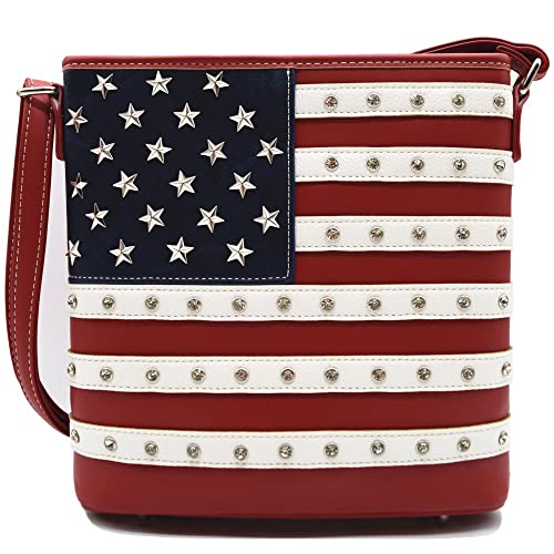 WESTERN ORIGIN American Flag Stars and Stripes Rhinestone Studs Crossbody