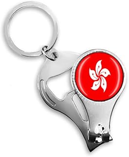 Hong Kong Flag Beer Bottle Opener Nail Clippers Metal Glass Crystal Keychain Travel Souvenir Gift Keyring Accessories
