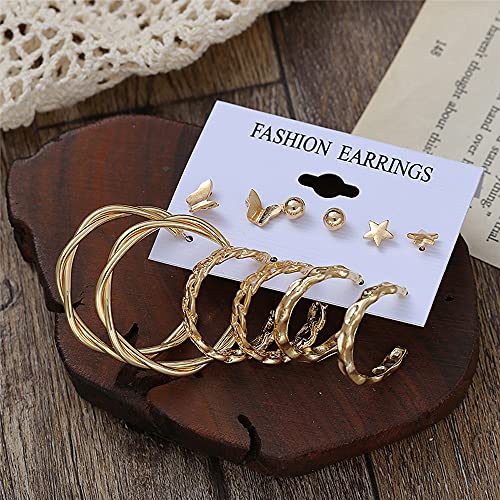Image of Shining Diva Fashion Stylish Combo Design 6 Pairs Metal Earrings for Women and Girls (F12787er)