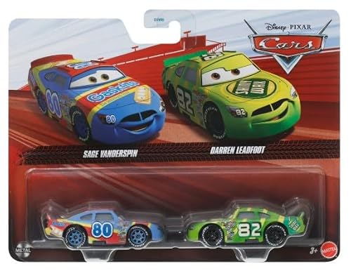 Mattel Cars Sage Vanderspin and Darren Leadfoot, 1:55 Scale Diecast Vehicle 2-Pack
