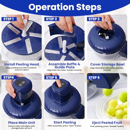 Electric Grape Peeling Machine, Garlic Peeler Machine, Multifunctional Automatic Fruit Skin Remover Machine, Small Fruit Peeling Tool, Rechargeable Fruit Electric Peeler Tool for Kitchen Commercial - Image 4