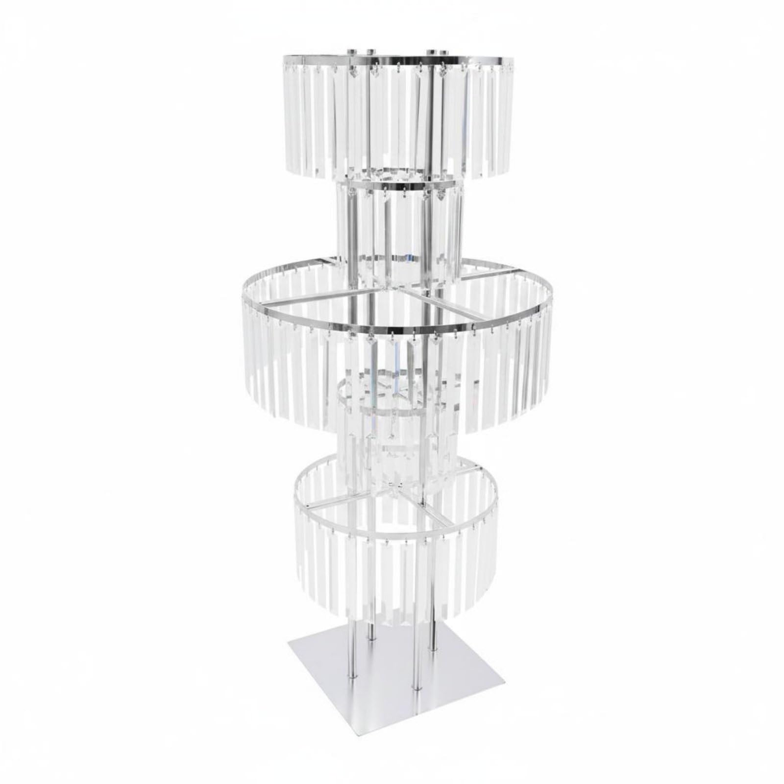 Acryl Hochzeit Display Blumensäule Podest Dekosäule Ständer mit Schimmernden Kristall Ornamenten Und Rundem Rahmen aus Eisen Und Acryl als Eleganter , Chrome Sq 110x50cm