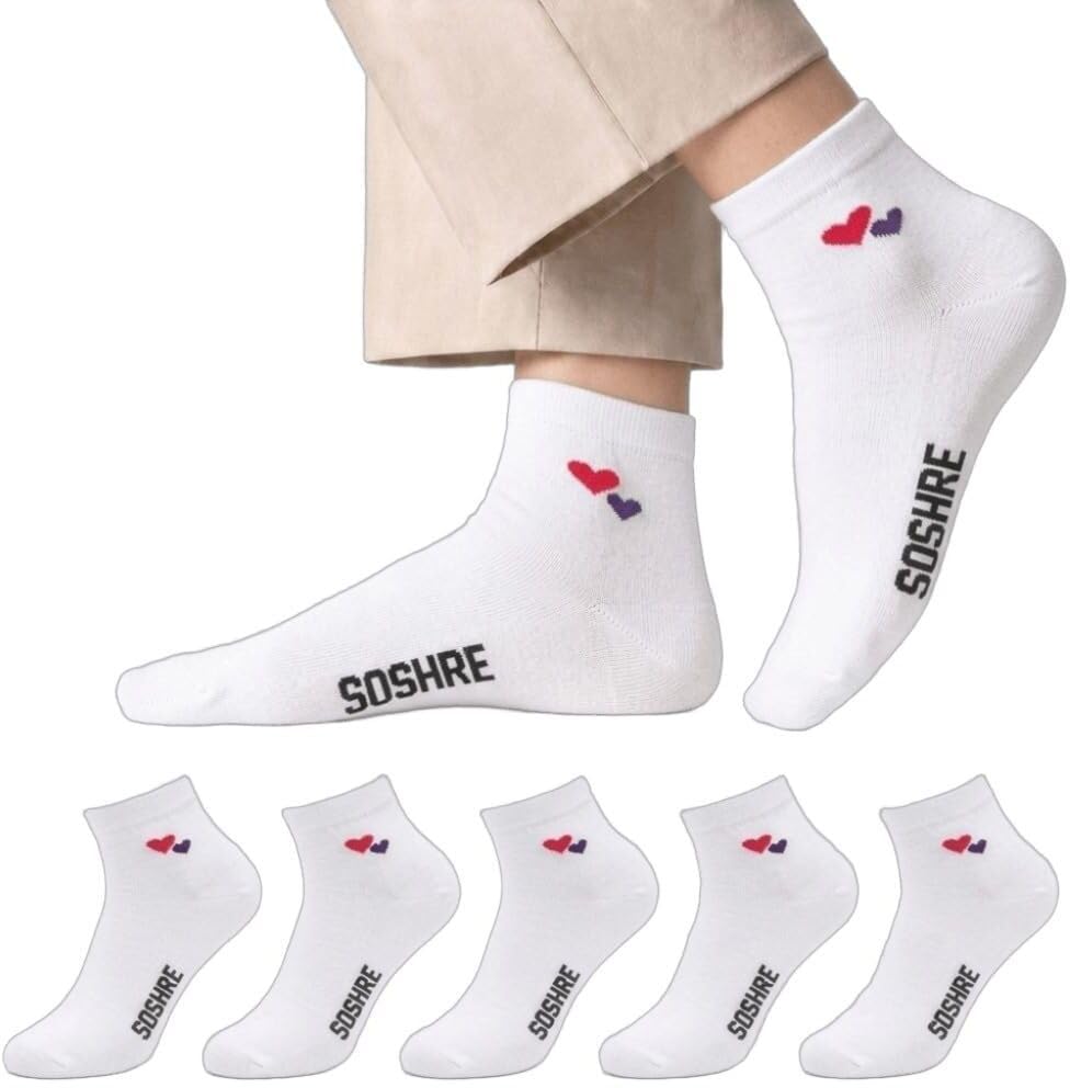 SOSHRE Ankle Length Socks for Girls || Solid Ultra Soft made of Cotton || Breathable And Stretchable Socks for Kids || women and girls || Sneaker Shoes Socks Multicolor (Pack of 3) 4