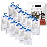 Roe Tenpo Wardrobe Dehumidifier Hanging Bags, Pack Of 12 Moisture Absorbers, Ideal to stop damp & condensation- For Wardrobe, Home, Kitchen, Garage, Bedroom, Caravan, Office, Basement etc