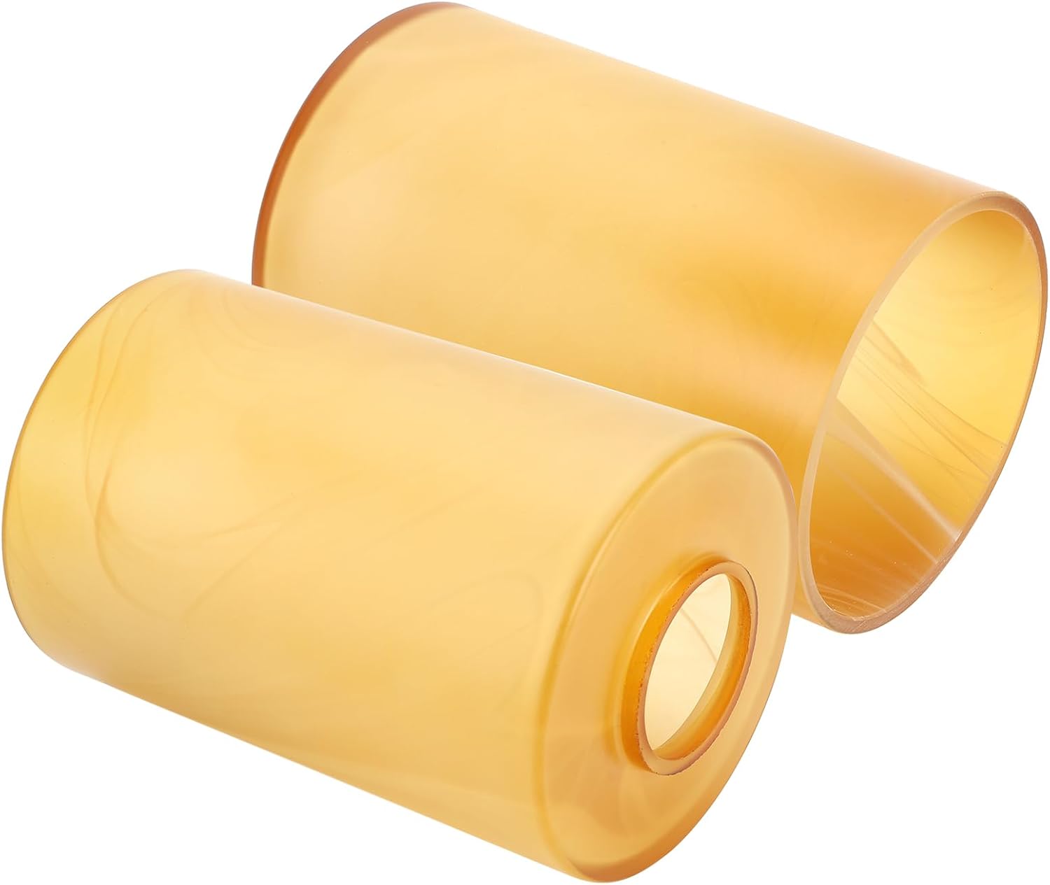 3 Pack Amber Alabaster Glass Replacement Globe & Shade for Light Fixtures, 6-1/16" Height, 1-5/8 inch Fitter, Farmhouse Frosted Cylinder Glass Lamp Cover