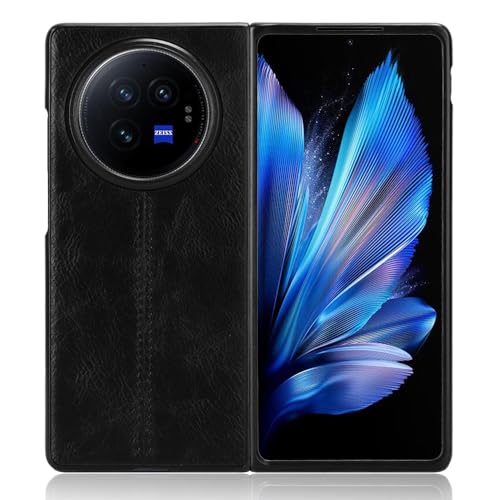 Jiajihua Case Compatible with Vivo X Fold3 5G V2337A [Card Holder][PU+PC+TPU] 3 in 1 Magnetic Clasp Cover Black