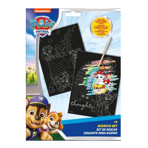 My sweety pop | Paw Patrol Scratch Art Set | 2 Scratch Boards 23 x 30 cm | Children's Craft Kit with Stylus Included | Stain Free Manual Activity from 3 Years | Birthday Gift