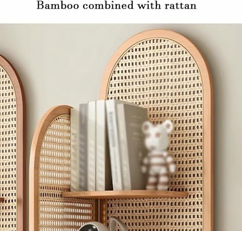 Estantería esquinera de ratán de 5 niveles con diseño triangular para dormitorio y salón 3