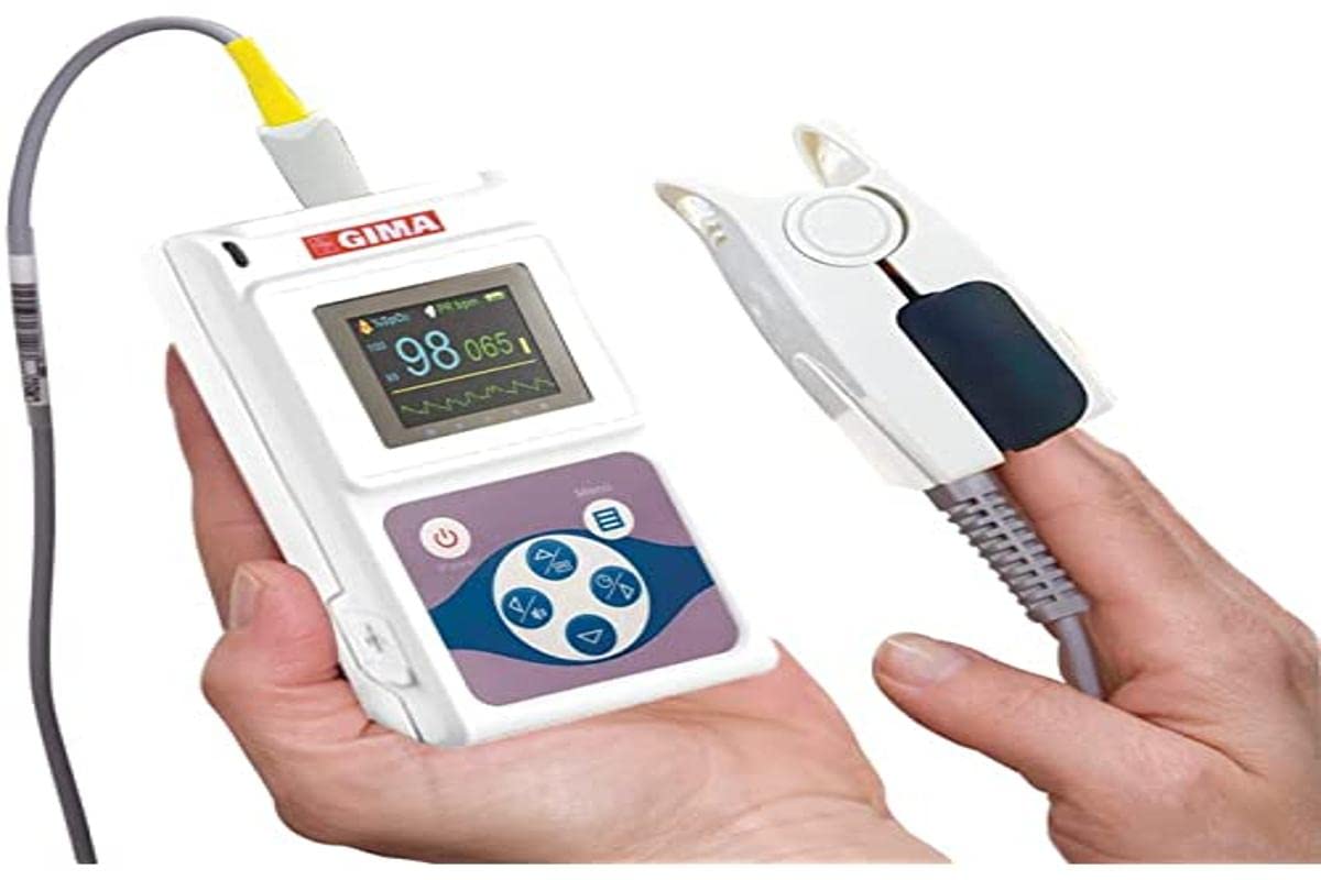 GIMA SATURIMETRO OXY 50 Pulsoximetro da Dito, Portatile, Professionale, Rileva Saturazione e Battito in Continuo & GIMA Sensore SpO2 Neonatale, per Oxy-50, Riutilizzabile