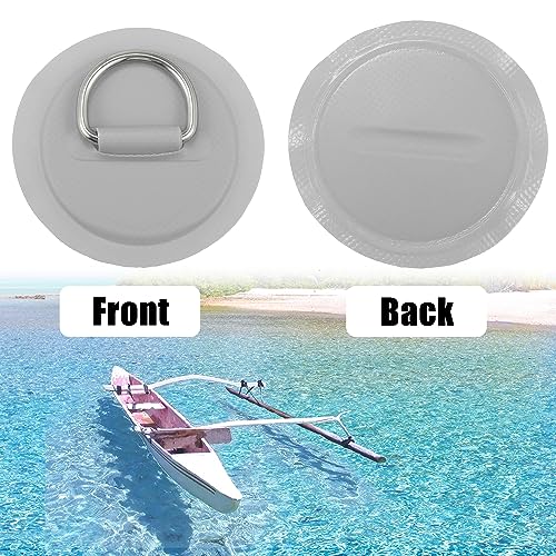 X AUTOHAUX 4pcs 11cm Gray D Ring Patch Pad PVC Stainless Steel for Surfboard, Grey - Image 4