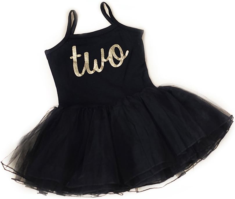 Scarlett Gene Baby Girl Second Birthday Outfit, Sparkly Gold Two Tutu Dress, Perfect for Toddlers Second Birthday Party