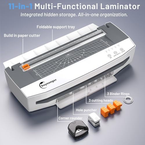Plastificatrice A3, 1000 Mm/Min Plastificatrice Con 50 Buste, Con Funzione Di Inversione, Tagliacarte, Arrotondatore D'angoli, Perforatrice E Anelli Di Rilegatura Per Scuola, Ufficio, Casa - 8