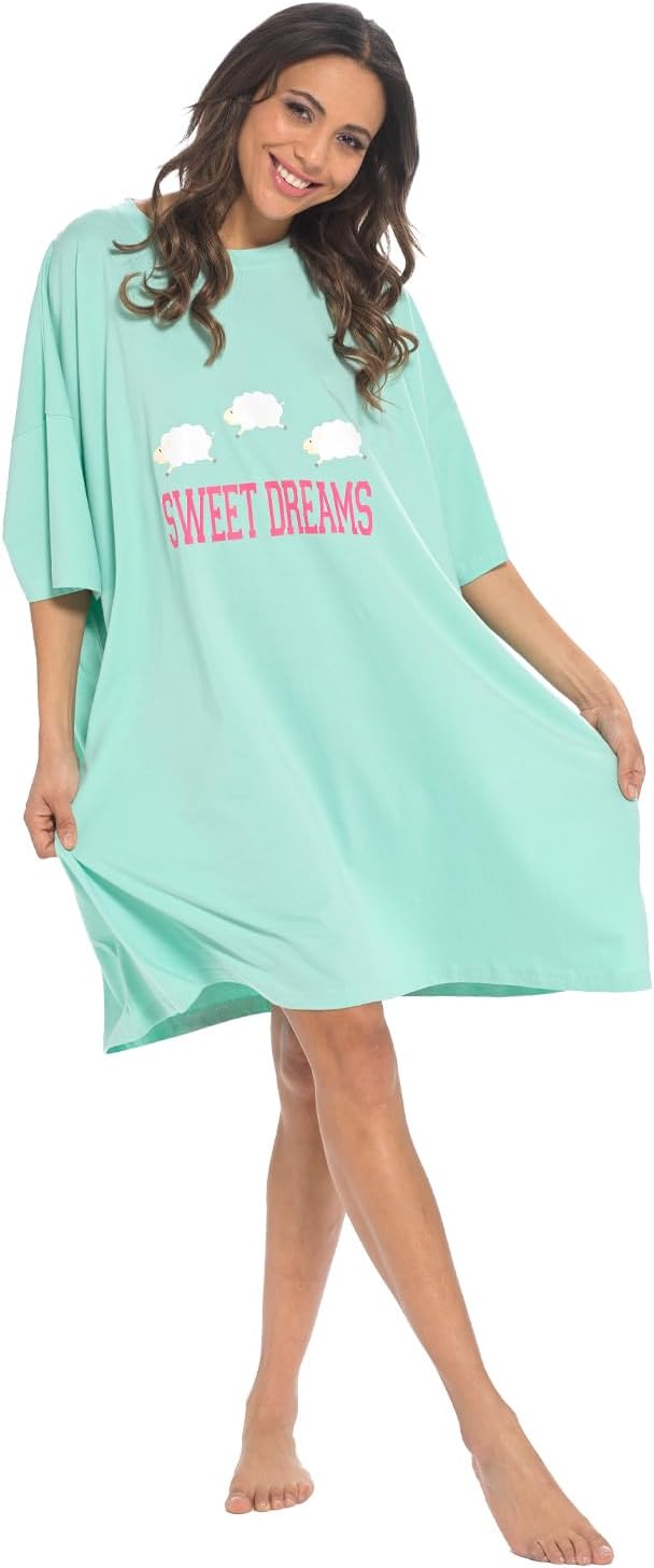 UndercoverLadies Short Sleeve Oversized Boyfriend Sleep T-Shirt Nightie Tee Dress