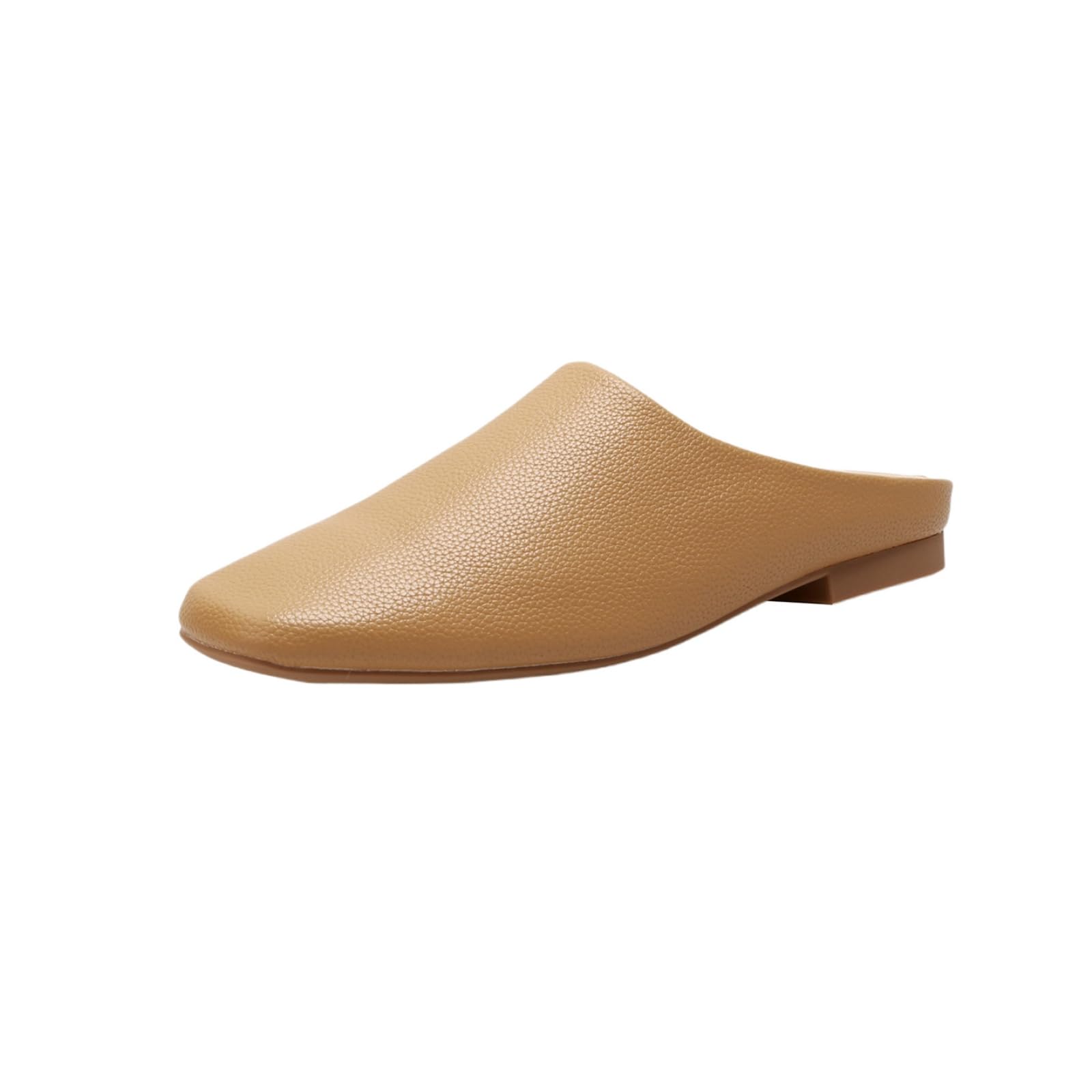 Zoccoli Sanitari Donna Scivole da Mulo Piatto Minimalista delle Donne, Morbido Scivolo Quadrato in Pelle Falsa sulle Ciabatte, Suola Gomma Resistente-brown-37