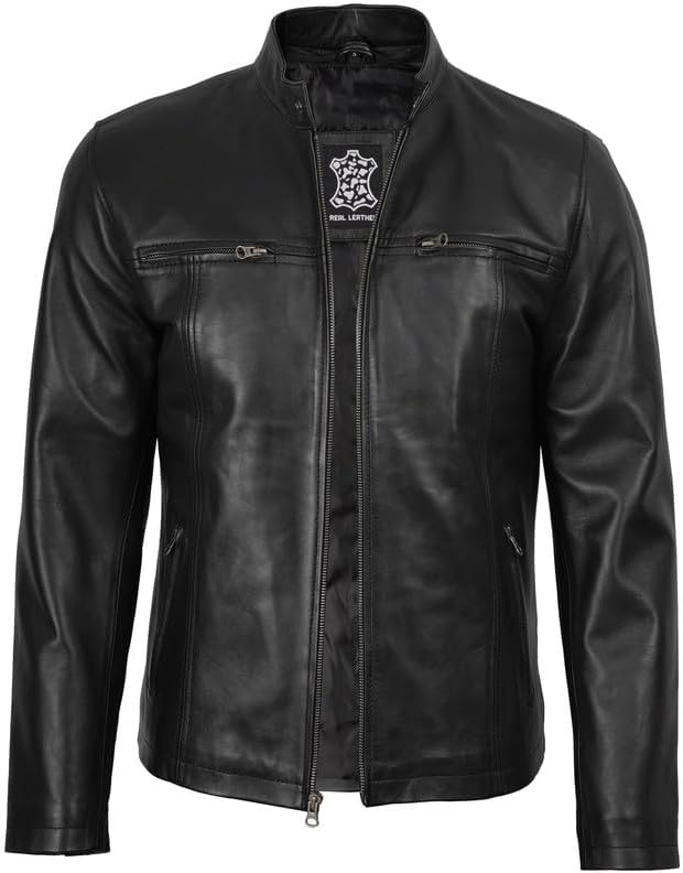 Blingsoul Mens Leather Jacket Detachable Hooded Black Leather Jackets For Men - Image 2