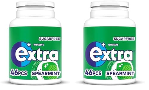 Extra Chewing Gum Bottle Sugar Free, Spearmint Flavour, 60 Pieces (Pack of 2)