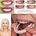 DEWQ Dentaduras postizas Reales,Sonrisa Dientes cosméticos temporales,Arriba Y Abajo Dentaduras Kit de...