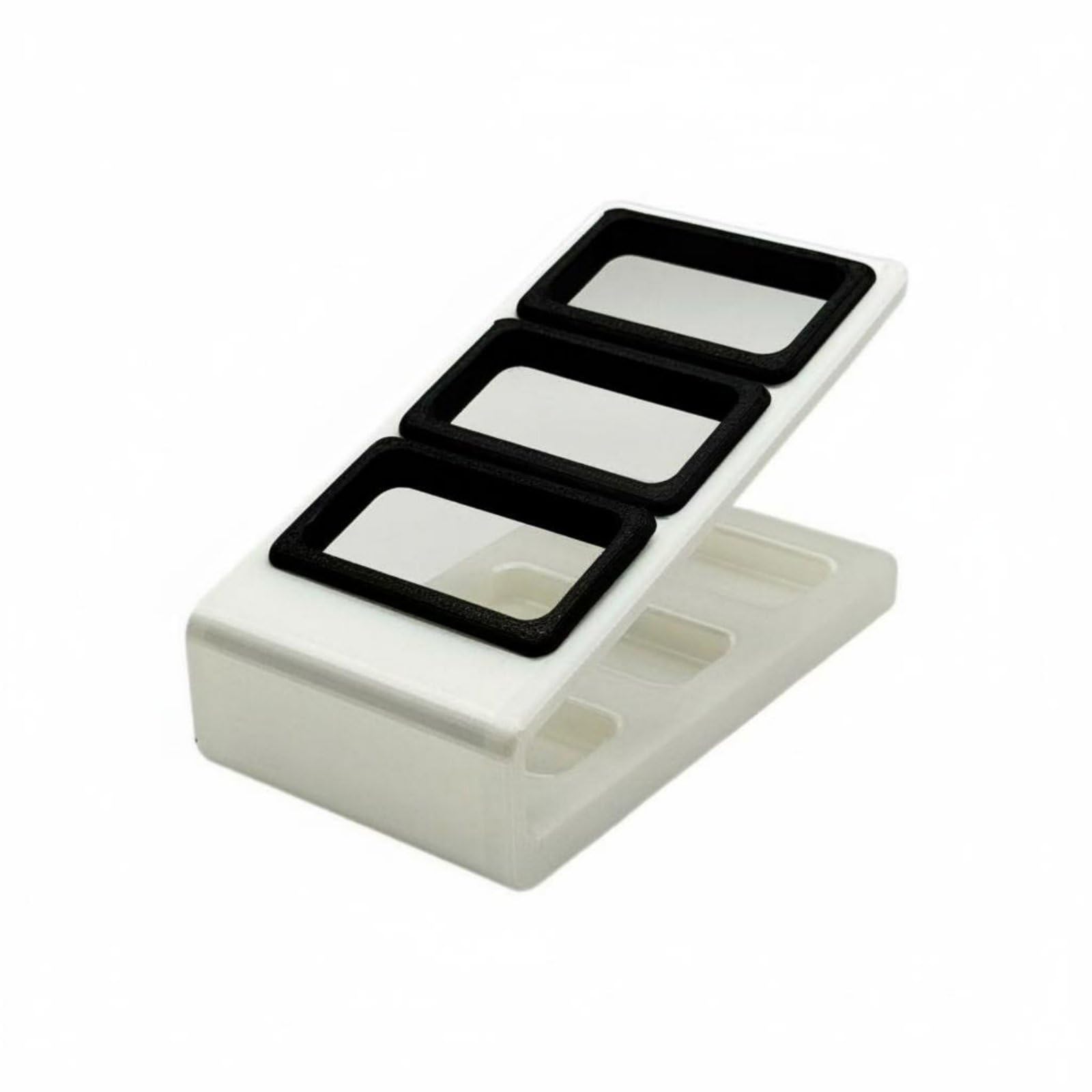 Multi-Compartment Controller Stand Minimalist Design Three-Dimensional Printed Controller Organizer Desktop Holder Space Saving, White Black Grid-image-39
