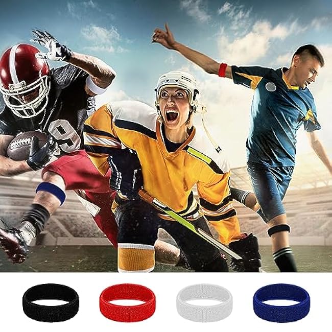 Suhine 48 Pcs 1 Inch Soft Bicep Bands for Football Sweat Wicking Football Arm Leg Bands Multicolor Drip Bicep Band Dry Comfortable Sweatband Armband for Men Football Running Soccer Baseball Activities