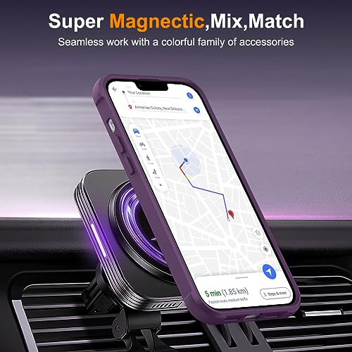 Image of Compatible with iPhone 13 Pro Case with Stand 6.1 inch,Purple | Matte Translucent Phone Case for iPhone 13 Pro,360 Magnetic Ring Stand,Compatible Mag-Safe,Military Grade Protection