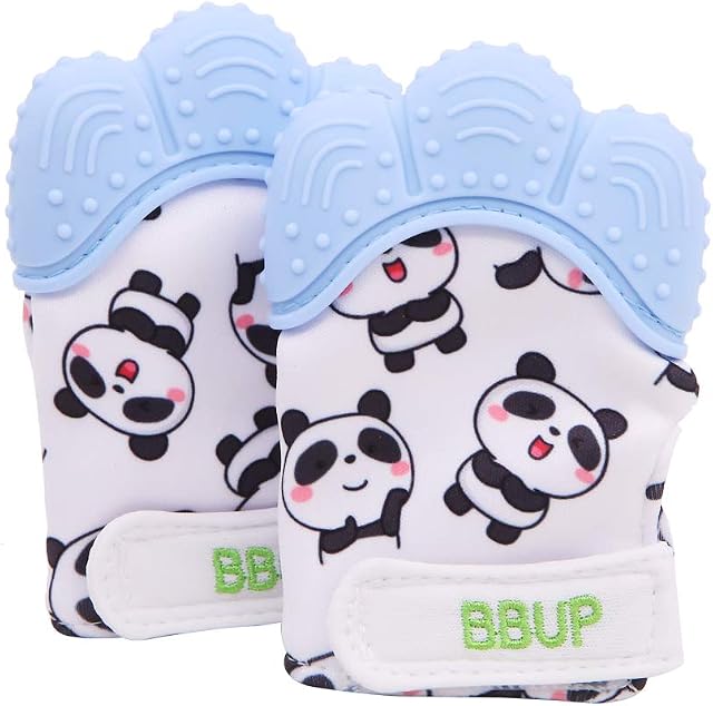 2 Pack Food Grade Silicone Teether Glove, Teething Mitten for Babies, Baby Teether