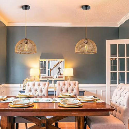 Lámpara de bambú para iluminar la mesa de comedor o isla de cocina 5