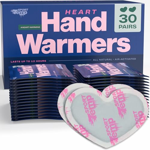 Heart Shape Hand Warmers (30 Pairs) - Up to 12 Hours of Heat, Super Long Lasting - Easy, All Natural - Air Activated, for Body & Hands - Odorless Hot Hand Warmer - Sport Temp