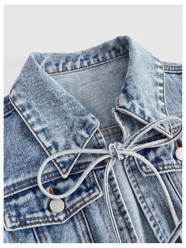 SOLY HUX Women's Denim Vest Y2k Bow Tie Front Collar Sleeveless Crop Jean Jacket3