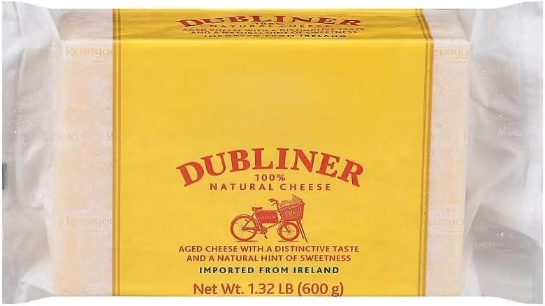 Natural Dubliner Cheese, Dubliner is a robust aged cow’s milk cheese with a bit of a hard texture similar to a cheddar. In one bite you can taste the diversity of flavors – from nutty to sharp to sweet – that can only come from a natural cheese made from the milk of grass-fed cows. [ 21.12 oz , 1.32 lb ] .