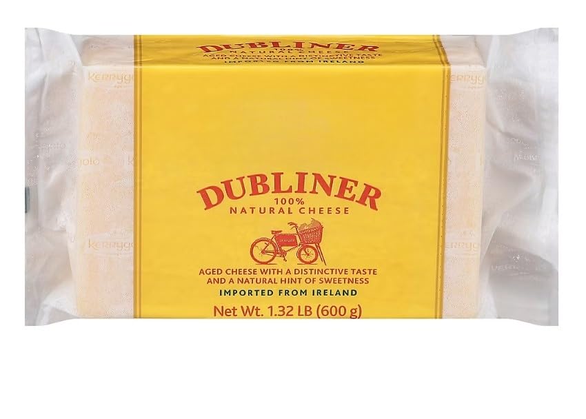 Natural Dubliner Cheese, Dubliner is a robust aged cow’s milk cheese with a bit of a hard texture similar to a cheddar. In one bite you can taste the diversity of flavors – from nutty to sharp to sweet – that can only come from a natural cheese made from the milk of grass-fed cows. [ 21.12 oz , 1.32 lb ] .