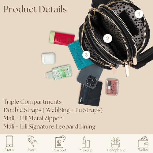 Small Crossbody Bag for Women, Triple Compartment Shoulder Bag with Double Strap4