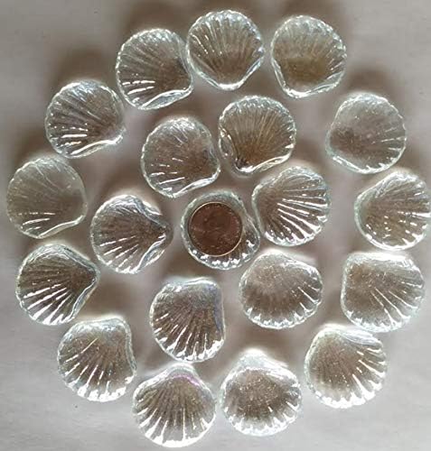 Miniatura 2 de Concha de vidrio transparente, concha de mar festoneada para decoración del hogar, manualidades, jarrón, relleno de grava para acuario (14 onzas,