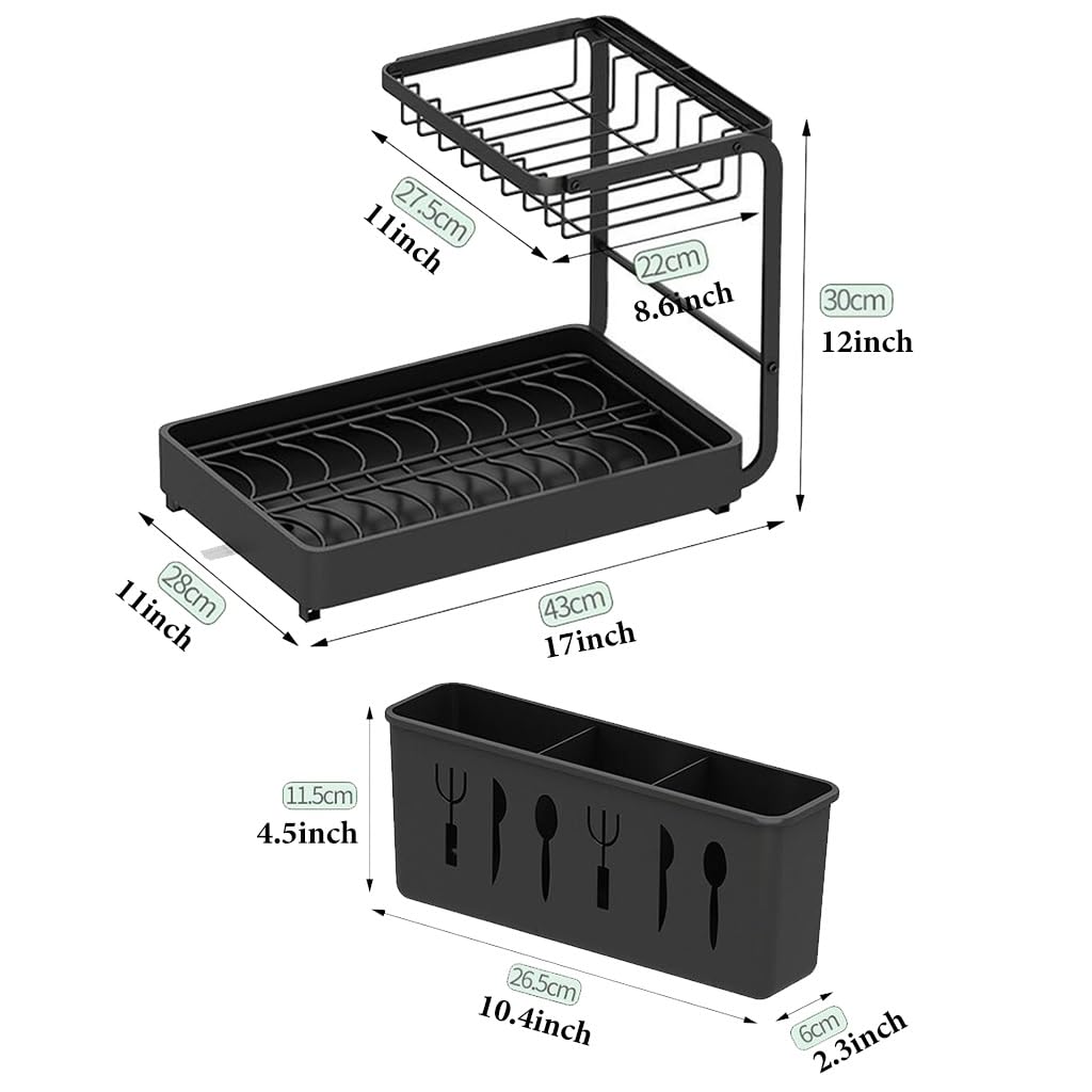 Abtropfgestell Geschirr Mit Ablauf Geschirrtrockner Abtropfgestell Für Die Küchentheke, Geschirr Abtropfständer Abtropfgitter Mit Utensilienhalter Für Arbeitsplatte Organizer Storage ( Color : /White