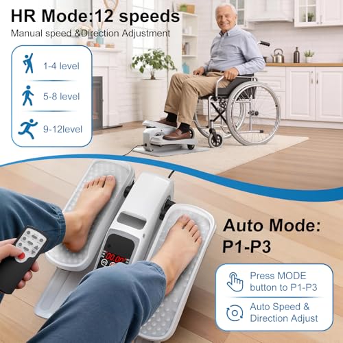 Image of VIVURN-018 Under Desk Elliptical 12 Speed 5 Modes Mini Motorized Leg Exerciser While Sitting for Seniors As Seen on TV with Non-Slip Mat Quiet & Portable Electric Pedal Exerciser for Home and Office