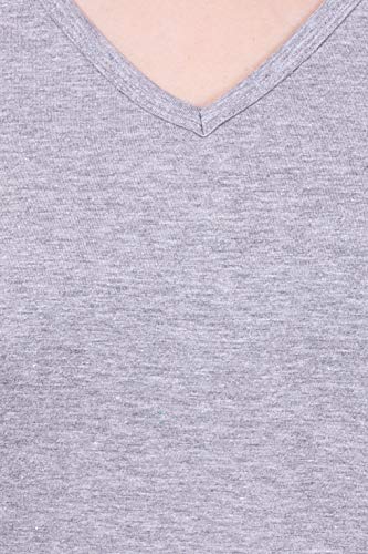 Image of FLEXIMAA Women's Cotton Plain V Neck Half Sleeve T-Shirt