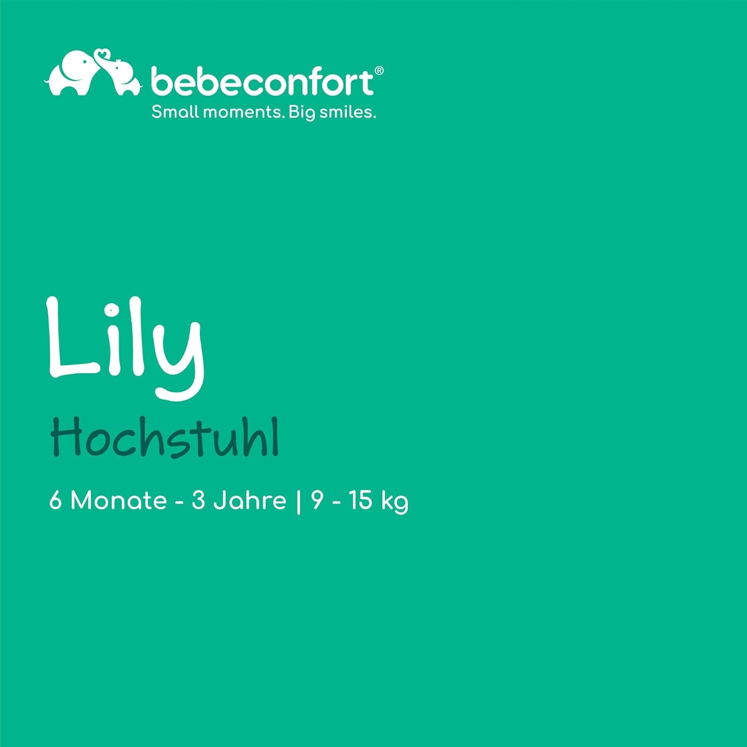 Bebeconfort Lily, Babyhochstuhl, 6 Monate–3 Jahre, 9–15 kg, ultrakompakt faltbar, leichter Hochstuhl (4 kg), leicht zu reinigen, weich gepolstert, einfach mit einer Hand faltbar, Tinted Graphite