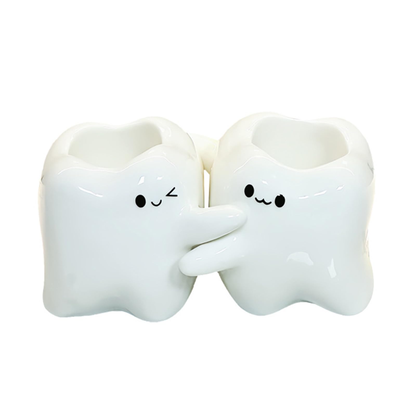 Buxuaaaa Ceramic Toothbrush and Toothpaste Holder Lovely Tooth Design for Bathroom Countertop Accessories Bathroom Toothpaste Organizers