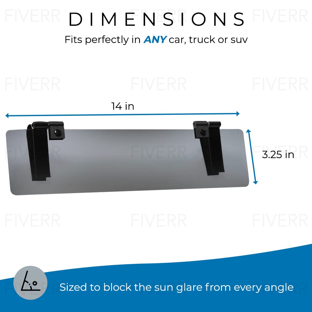 Glare Guard Polarized Car Visor Extender, Automatic Anti-Glare Sun Visor Extender for Car Protects from Glare & UV Rays, Snow Blindness, Universal 14 x 3.25 Blocker Fits Cars, Trucks & SUVs, USA Made