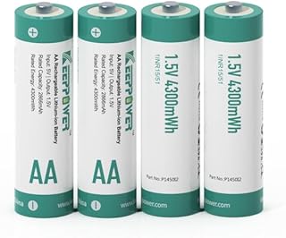 Keeppower Li-ion AA Rechargeable Batteries 1.5V 4300mWh Lithium Double A Battery (4 Pack)