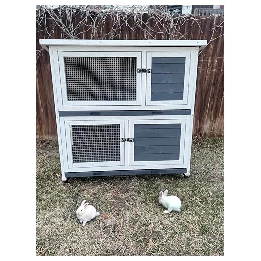 YITAHOME Outdoor Rabbit Hutch Bunny Cage on Wheels 2-Story Indoor Outdoor Wooden Bunny Hutch with No Leakage Pull Out Tray, Weatherproof Openable Roof, for Guinea Pig and Small Animals