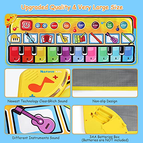 Ballery Piano Mat voor kinderen, piano mat, 148 x 60 cm, dansmat, pianomat, muziekmat, keyboard matten, speeltapijt baby… - Image 8