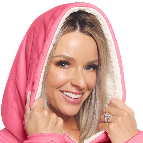 THE COMFY Original | Oversized Microfiber & Sherpa Wearable Blanket, Seen On Shark Tank, One Size Fits All Pink - Thumbnail 3