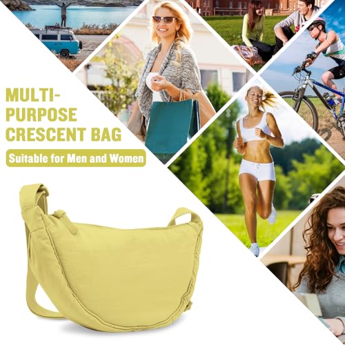 Image of Nylon Crescent Crossbody Bag for Women Purses Trendy Men,Small Travel Sling Bag Hobo