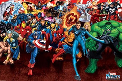 Marvel Heroes (Attack) Art Poster Print - 24x36 Poster Print, 36x24