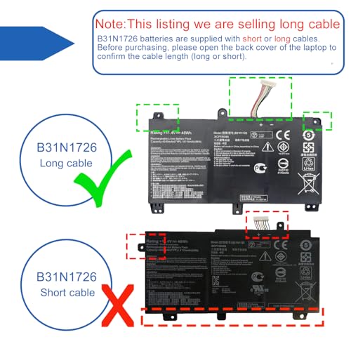 Image of 48Wh B31N1726 Battery (Long Line) Replacement for ASUS ROG Strix G531 G531GT G531GT-BI7N6 G15 G512 G512LI Series 11.4V 4240mAh